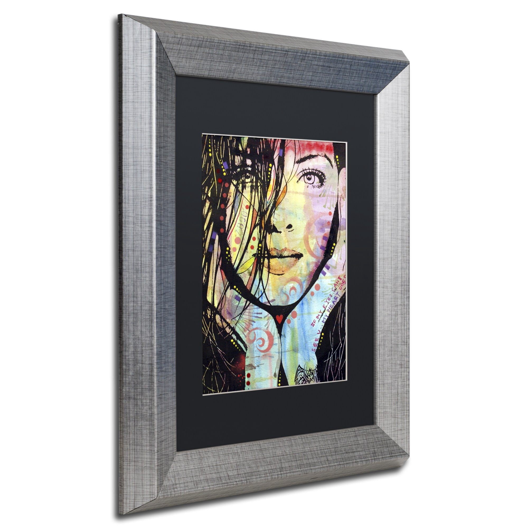 Trademark Fine Art "My Eyes Cant See U" Canvas Art by Dean Russo, Black Matte, Silver Frame