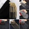 thumbnail image 4 of Delicate Men Women Classical Rivet Long Chain Punk Tassel Epaulette Shoulder Jewelry Brooch Clothing Accessories BLACK STYLE 3, 4 of 8