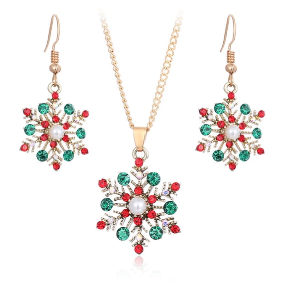 MISS RIGHT Snowflake Earrings Necklace for Women Snowflake Pendant Necklace Snowflake Dangle Earrings Long Rhinestone Necklace Snow Necklace Christmas Jewelry Gift