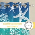 thumbnail image 6 of Blue Teal Pink Ombre Coastal Kitchen Curtains Window Panels, Nautical Beach Starfish Coral Summer Insulated Window Treatment Curtain, Grommet Curtains for Bedroom/Living Room, 2 Piece 52"Wx45"L, 6 of 8