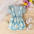 thumbnail image 5 of HCNTES Toddler Baby Girl Clothes Summer Outfits Set Short Sleeve Romper With Elastic Shorts For Kids Girls Outdoor Play Fashion(L01-Green,12-18 Months), 5 of 9