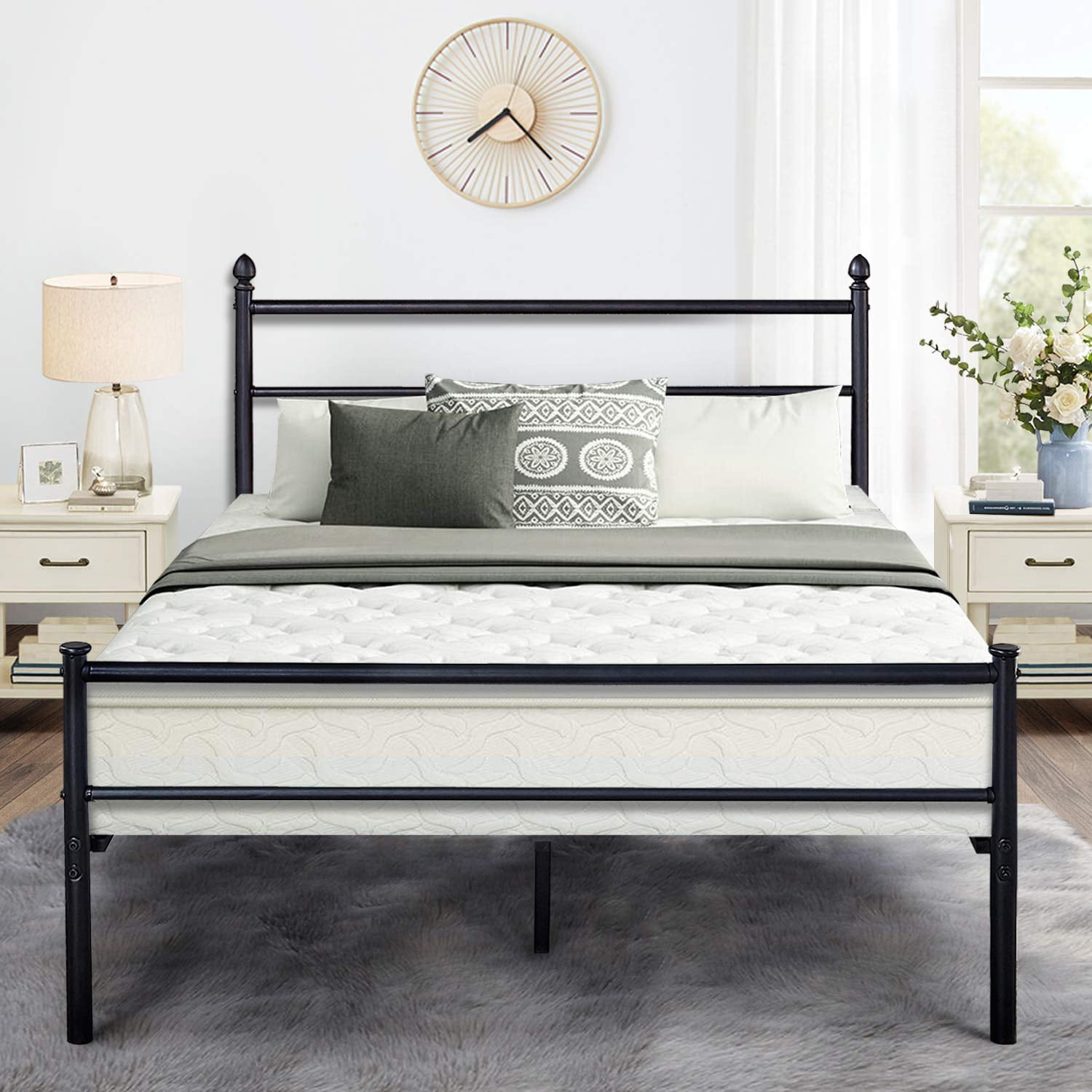 Vecelo Metal Full Size Platform Bed Frame for Bedroom,Simple Style with