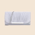 thumbnail image 5 of Silver Sparkly Clutch Purse for Women, Convertible Pleated Evening Bag with Detachable Chain for Wedding Party,Size Free Size, 5 of 9