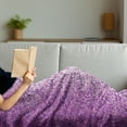thumbnail image 3 of Magenta Soft Flannel Fleece Throw Blanket, Computer Art Style Tile Mosaic Squared Complex Pixel Party Mix Concept, Cozy Plush for Indoor and Outdoor Use, 50" x 60", Purple White, by Ambesonne, 3 of 5