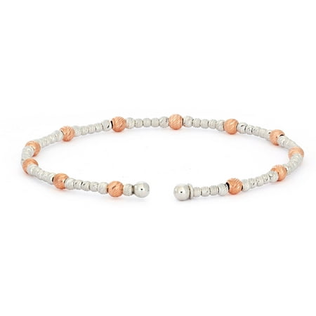 Giuliano Mameli Sterling Silver 14kt Rose Gold- and Rhodium-Plated Bracelet with Large and Small Faceted Beads