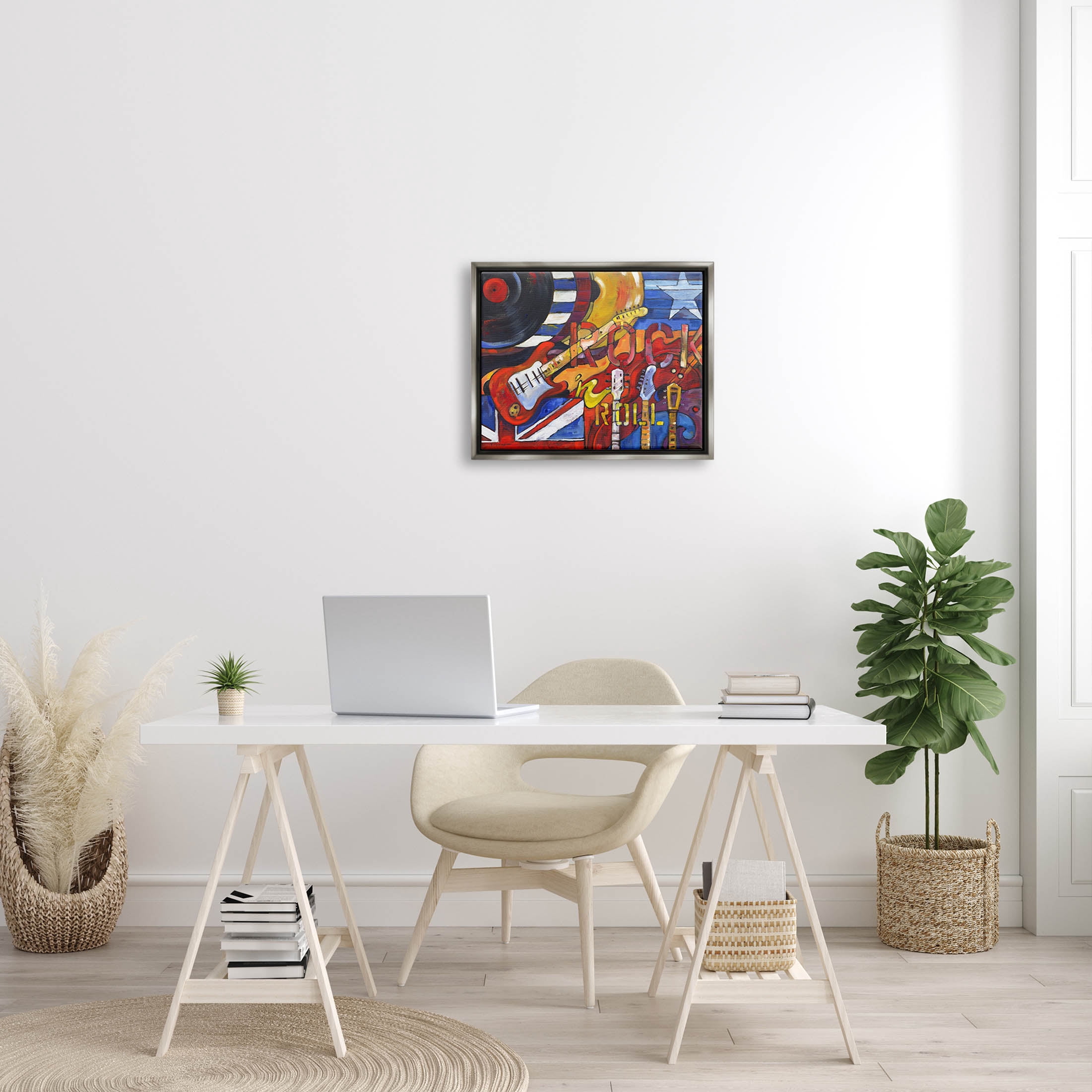 Stupell Industries Rock 'n Roll Music Tribute Painting Luster Gray Floating Framed Canvas Print Wall Art, Design by Paul Brent