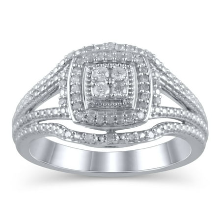 1/5 Carat T.W. JK-I2I3 Forever Bride - Limited Edition diamond cushion fashion ring in sterling silver, Size 9