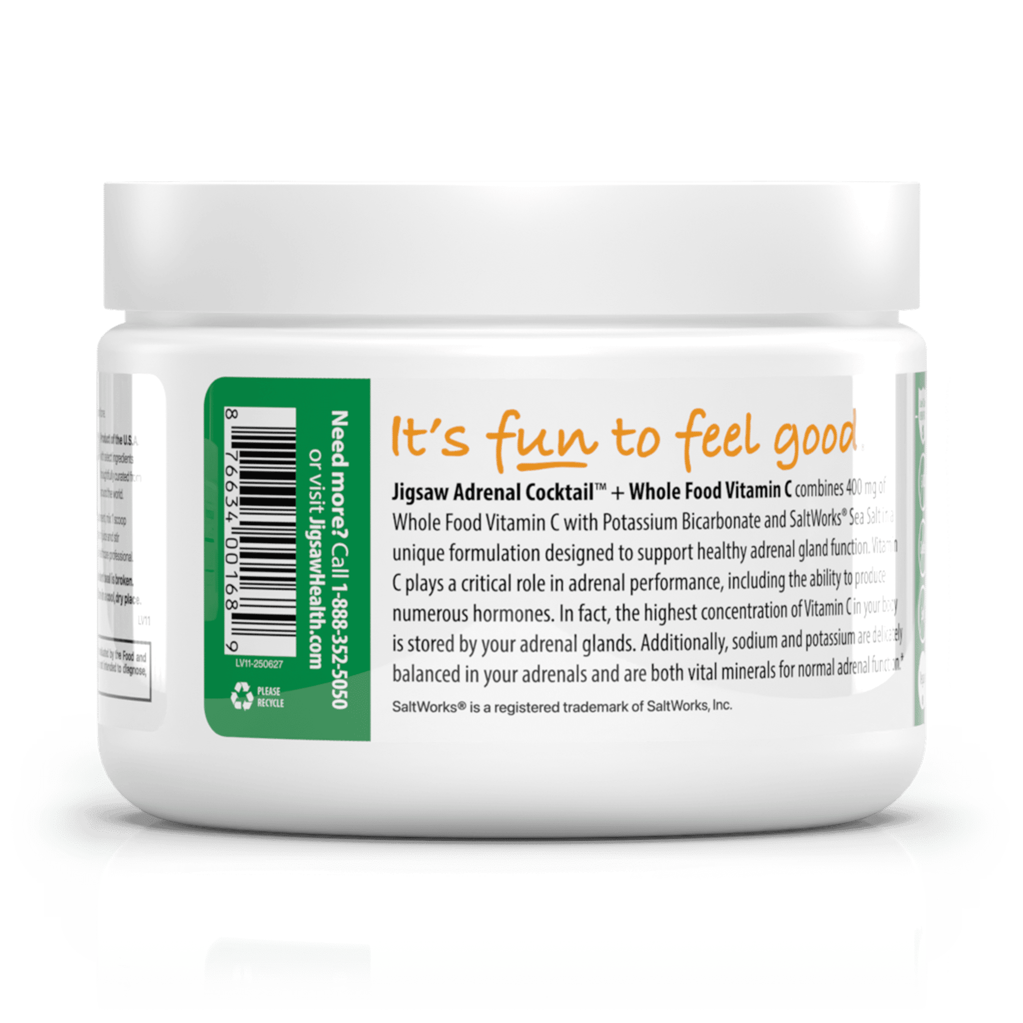 Jigsaw Health Adrenal Cocktail + Wholefood Vitamin C | with Potassium Bicarbonate, Sea Salt, and Acerola Cherry Extract | 60 Servings (Jar)
