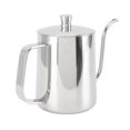 thumbnail image 3 of Vierta sobre la tetera de café Cafetera con boquilla de goteo estrecha de mano de acero inoxidable Cafetera con cuello de cisne 600 ml Plata, 3 of 14