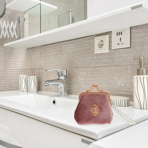 WRITWAA Portable Small Wallet Coin Purse Vintage Style Velvet 1Pcs for Women Daily Use