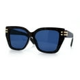 thumbnail image 4 of Womens Minimal Ornate Metal Hinge Thick Plastic Horn Rim Fashion Sunglasses Tortoise - Navy, 4 of 8