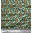 thumbnail image 1 of Soimoi Green Rayon Fabric Filigree Damask Print Fabric by Yard 42 Inch Wide, 1 of 1