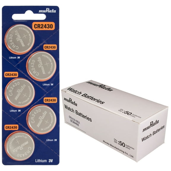 Murata CR2430 280mAh 3V Lithium (LiMnO2) Coin Cell Watch Battery - 120 Bulk