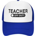 thumbnail image 2 of Teacher Off Duty Polyester Mesh Hat Two Tone Trucker Summer Mesh Cap Outdoor, 2 of 9