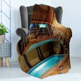 thumbnail image 4 of Holdiay Soft Flannel Fleece Throw Blanket, Swimming Pool Photography with Stairs Exotic Vacation Theme Tropical Summer Days, Cozy Plush for Indoor and Outdoor Use, 70" x 90", Multicolor, by Ambesonne, 4 of 5