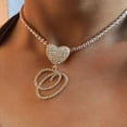 thumbnail image 3 of Colgante curvo de A-Z con letra y corazón para mujer, collar cubano helado, cadena de eslabones de circón inicial, Gargantilla, joyería de Hip hop, 3 of 3