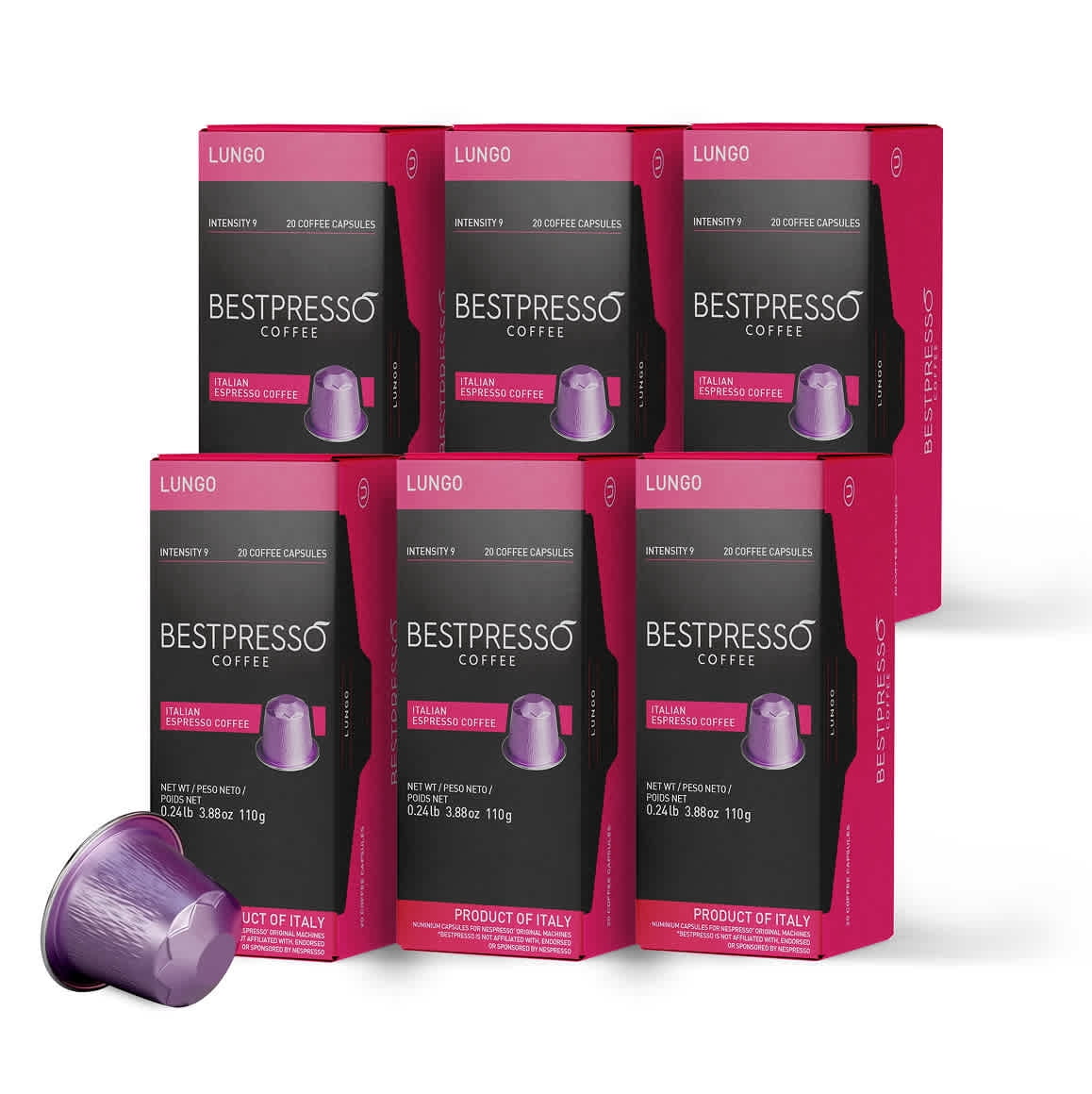Bestpresso Espresso Coffee Capsules for Nespresso Machines, 120