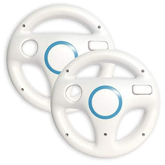 Mario Kart Racing Wheel Compatible with Nintendo Wii and Wii U 2 Pack - White