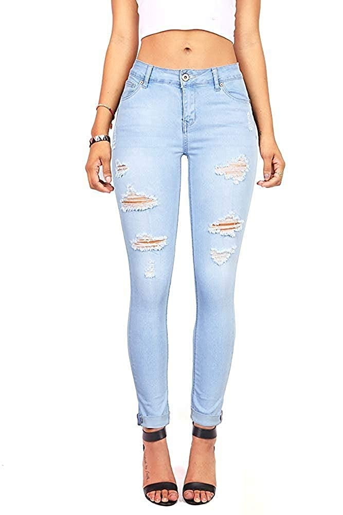 Wax Women/'s Push-Up 27/" Skinny Jean w// Destruction