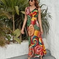 thumbnail image 6 of Pastel Rainbow Lollipop Dress Fashion Boho Beach Long Dresses Female Party Printed Maxi Dress, 6 of 9