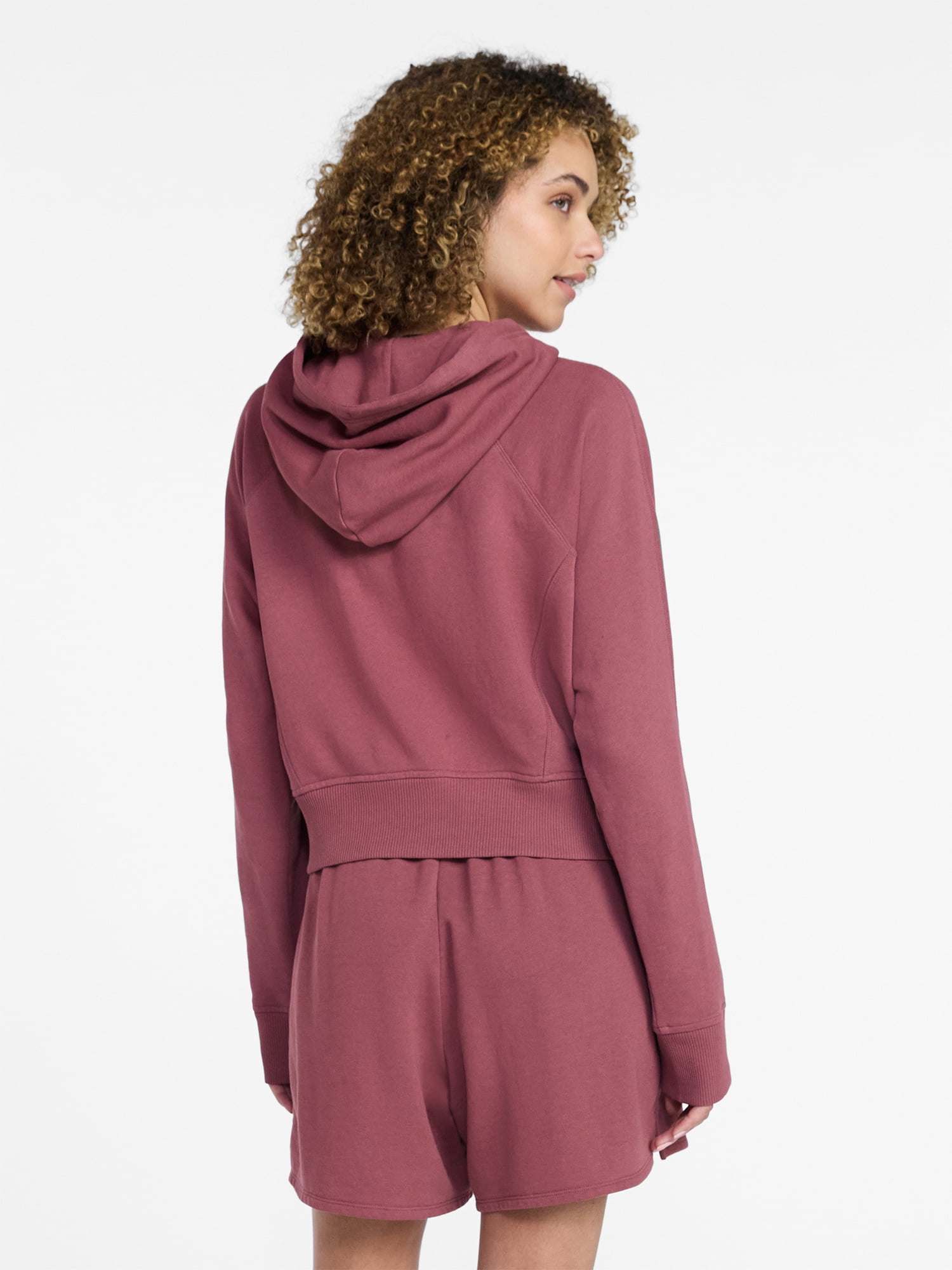 Athletic Works Women's Mineral Wash French Terry Cropped Zip Hoodie, Size XS-XXXL