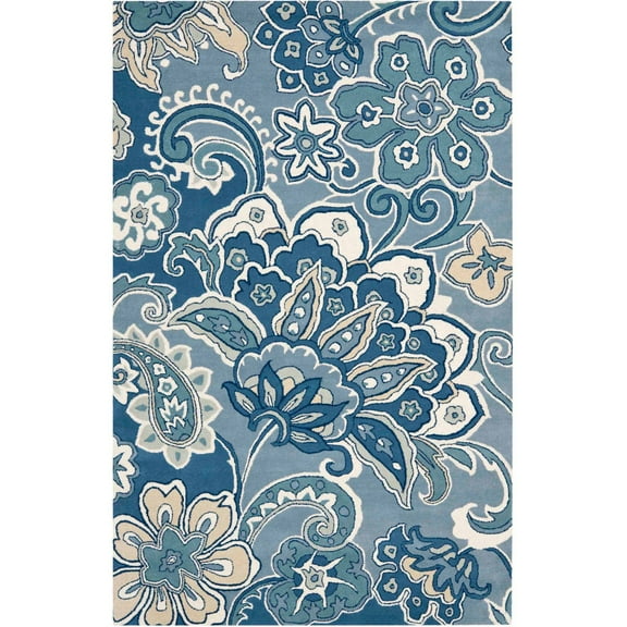 SAFAVIEH Soho Niamh Floral Wool Area Rug, Blue/Multi, 6' x 9'