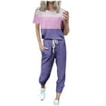 thumbnail image 2 of Itsame Tops and Pants Activewear Set Women Fashionable Loose Shirt and Pants Two PC Pink Size 2XL, 2 of 5