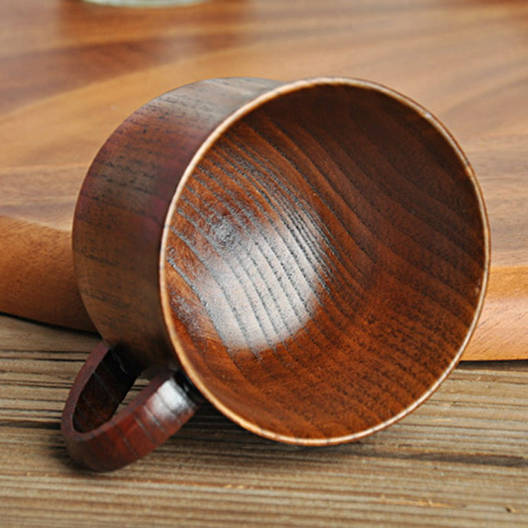 Wooden Cup 1Pc Wooden Cup Wine Cup Drinking Cup Classic Wood Mug Container  for Coffee Beer Tea Liquor Water (Coffee) 