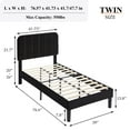 thumbnail image 3 of VECELO Twin Size Bed Frame, Modern Upholstered Platform Bed Frame with Adjustable Headboard, Wooden Slats Support/No Box Spring Needed, Black, 3 of 13