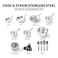 thumbnail image 3 of T-fal Stainless Steel Cook & Strain 18-Piece Cookware Set - Induction Compatible, 3 of 7