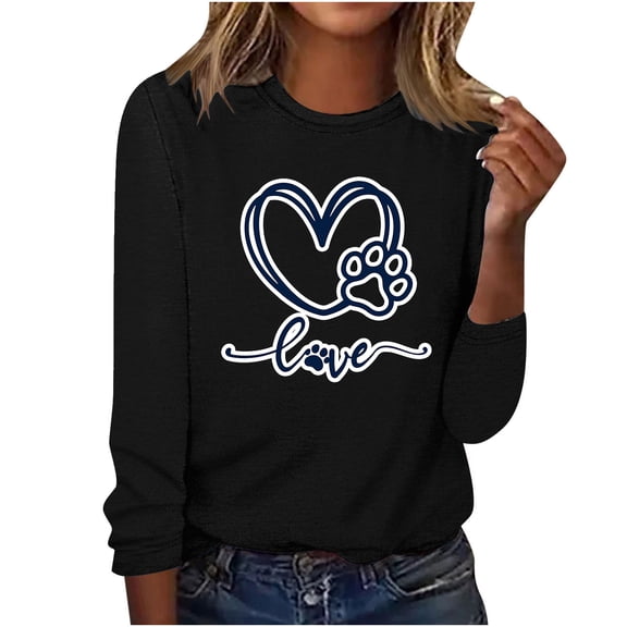 Levmjia Womens Tops Casual Fashion 3/4 Sleeve Blouse Soft Polyester Round Neck Printed Pullover Tee Shirt for Women Comfortable