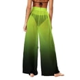 thumbnail image 4 of Sheer Mesh Beach Pants for Women High Waisted Ombre Color Block Wide Leg Cover Up Trousers Gradient Chiffon Look Flowy Swimwear Coverups, 4 of 7