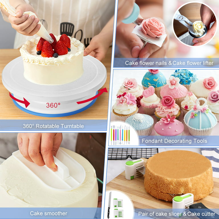 Cake Decorating Kit,132Pcs Cake Decorating Tools with Cake Turntable Stand  Icing Piping Bags and Tips Set Baking Supplies Set for Beginner and  Cake-Lover 