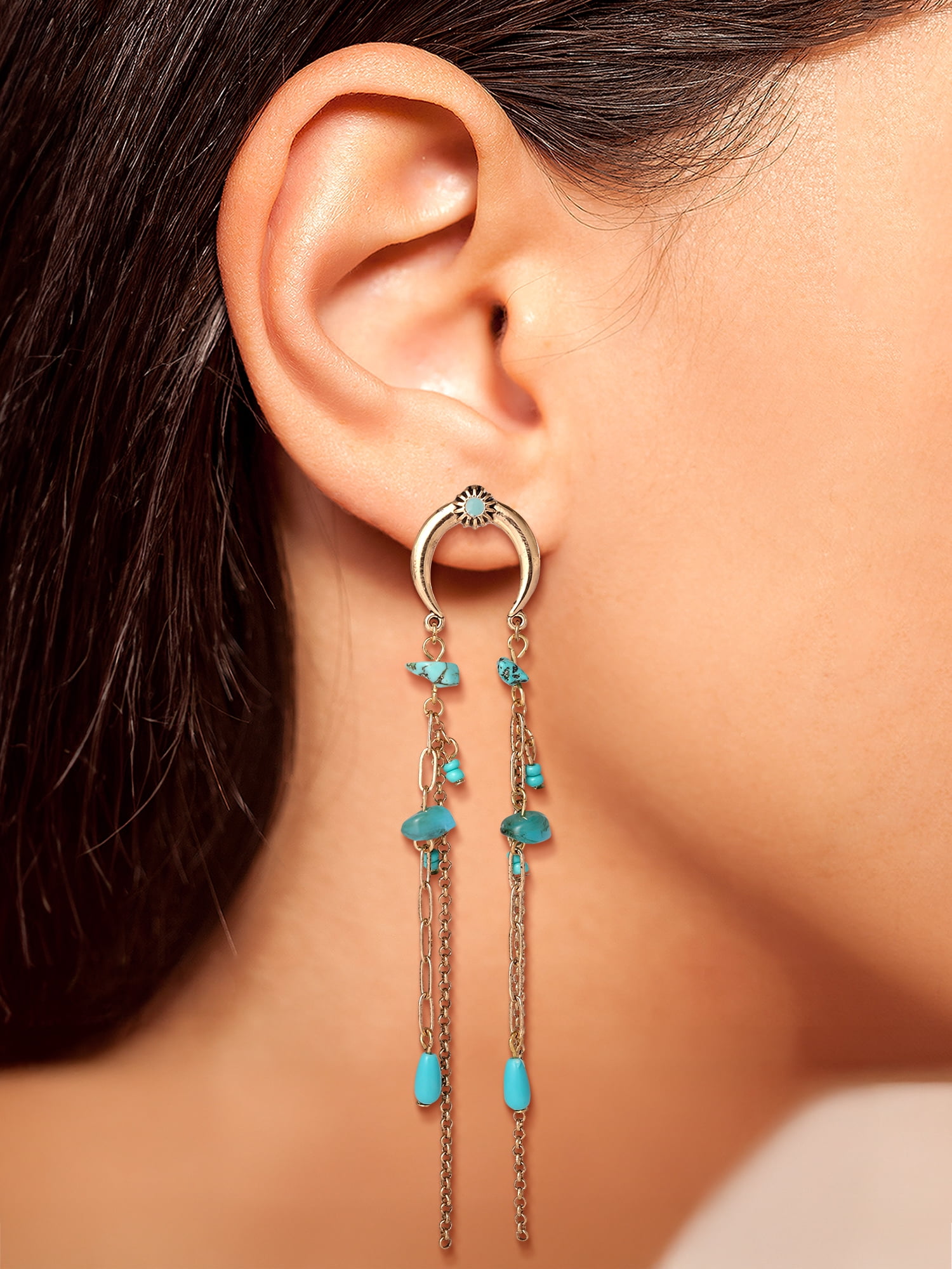 Jessica Simpson Women’s Faux Turquoise Dangle Drop Earrings