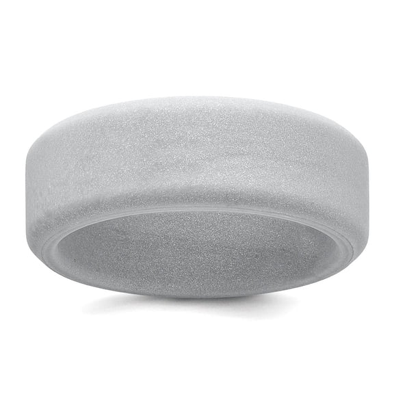 Silicone Silver Metallic 8mm Band Size 10 Ring for Women and Men