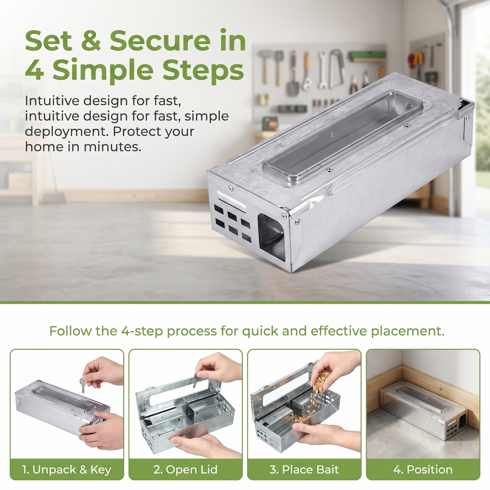 Stcellnmex Multi Catch Mice Trap, Clear Top Humanized Rodent Trap, Indoor Outdoor Rat Control, 4.5 Inch Silver, 1 Pack