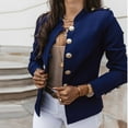 thumbnail image 2 of Pompotops Women's Solid Color Long-Sleeved Slim-Breasted Small Suit Short Coat Top Clearance, 2 of 6