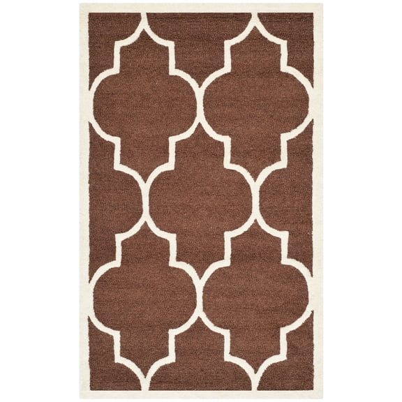 SAFAVIEH Cambridge Kevin Geometric Wool Area Rug, Dark Brown/Ivory, 3' x 5'