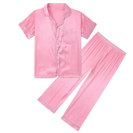 

Daxin Kids Toddler Baby Girl Boy Cotton Pajamas Set Short Sleeve Button Down Pajama Shirt Top and Long Pants Sleepwear Nightwear Loungewear Clothes Set 2 Piece PJs Sets 5-14T