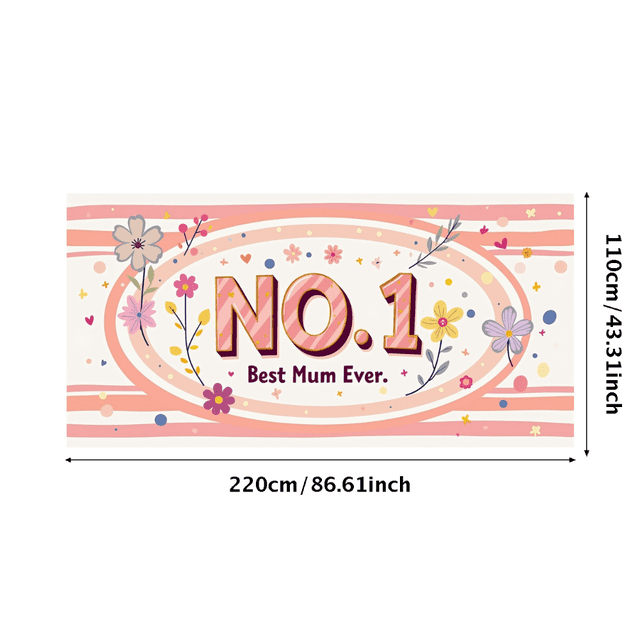 Floral Patterned Best Mum Banner Party Decorations Backdrop Background Mother Day Celebration Family Gathering Photo Props