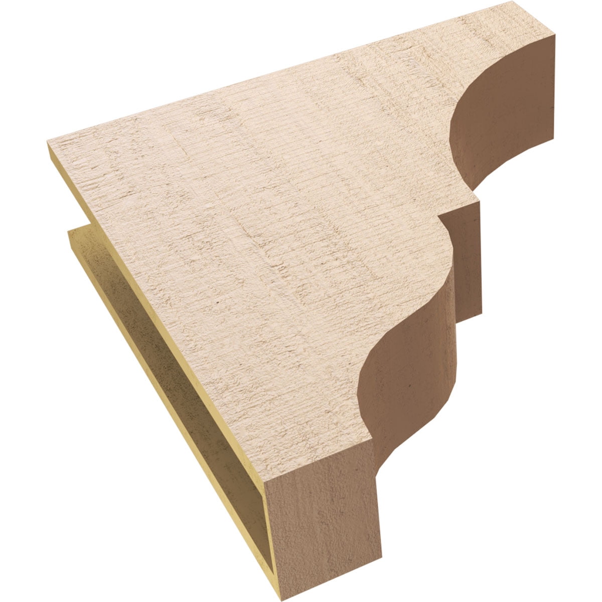6"W x 24"D x 24"H Thin Asheboro Rough Cedar Woodgrain TimberThane Corbel, Primed Tan