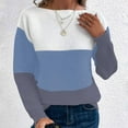 thumbnail image 2 of Turilly Women's New Knitted Sweater with Contrasting Color Splicing Round Neck Long Sleeved Pullover Top, 2 of 6