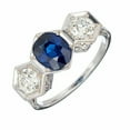 thumbnail image 2 of HeartsAndYou 1.7ct Natural Blue Sapphire & Diamond Art Deco Trilogy Ring 14k SOLID White Gold, 2 of 9