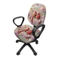 thumbnail image 2 of SCRAWLGOD Cardinal Peach Blossom Stretchy Cover for Office Chair Seat Breathable High Back Chair Slipcover Washable Protective Desk Chair Cover for Home Decor, 2 PCS, 2 of 7