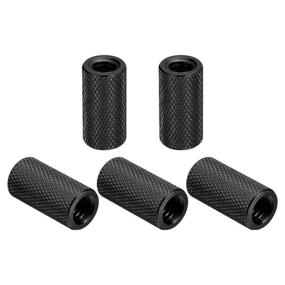 20Pack Knurled Thumb Nut, 1/4"-20x20mm Hand Nut Pass Hole Nut Aluminum Alloy, Bright Black