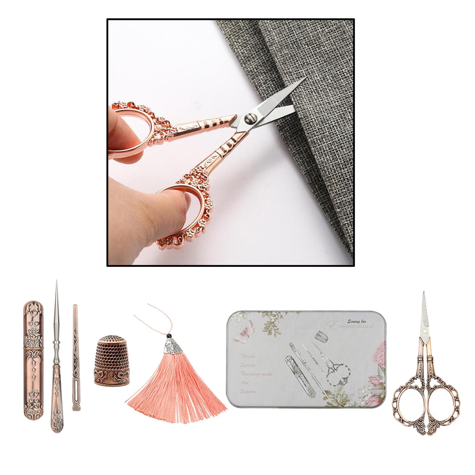 GUOOL Sewing s Set, European Vintage Sewing Tool Kit Embroidery s And Case Awl Threader Thimble Sewing Tools for Embroidery , , 15.5x8.5cm Plum Blossom