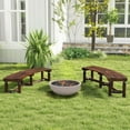thumbnail image 3 of Banco de jardín Costway de madera Curvado para fogata acabado carbonizado Marrón rústico, 3 of 5