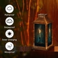 thumbnail image 4 of Gothic Solar Lantern Lit Candle Ornate Metal Candle Holder Warm Glowing Flame Garden Hanging Lantern Waterproof Solar Powered Lighting Outdoor Lamp for Deck Yard Camping Patio Decor, 4 of 7