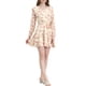 thumbnail image 5 of Vestido floral de manga larga con cintura elástica y dobladillo con volantes INSPIRE CHIC para mujer, con cinturón, XL, blanco, 5 of 6