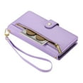 thumbnail image 5 of For Samsung Galaxy S21 5G 6.2-inch Wallet Case for Women Men Multi-Card Slots Zipper Pocket Lanyard Strap Wristlet Leather Phone Case,Purple, 5 of 7
